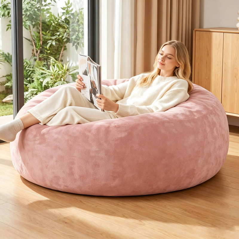 5FT Large Bean Bag Chair with Filler Memory Foam Filled,Comfy Plush Bean Bag,Adult Giant Bean Bag Living Room Bedroom Casual Reading Chair,Compressed Packaging