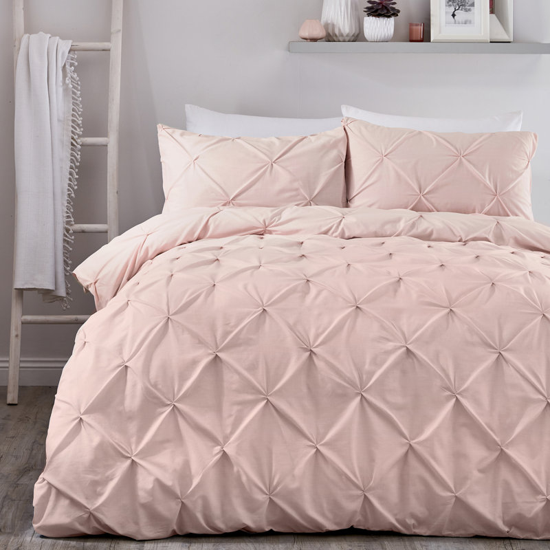Roulf Polyester No Pattern Duvet Cover Set with Pillowcases Included, Double Duvet Cover + 2 Standard Pillowcases, Blush