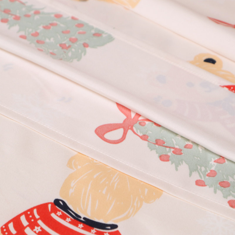 Ensemble de draps pour grand lit 4 pièces Gogreen, Ensemble de draps pour grand lit avec 2 taies d'or, Noël - G1-J