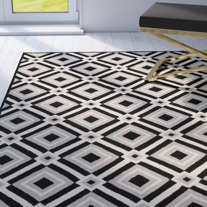 Hayes Hand Hooked Performance Geometric Rug, Rectangle 8' x 10'