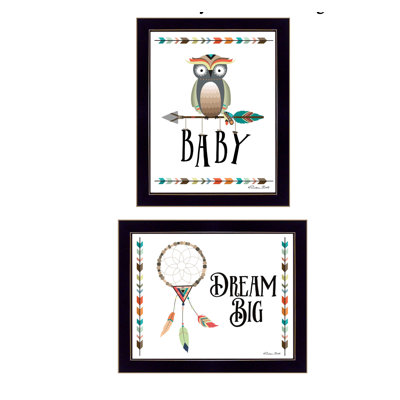 «Baby Owl / Dream Big», art encadré 2 pièces