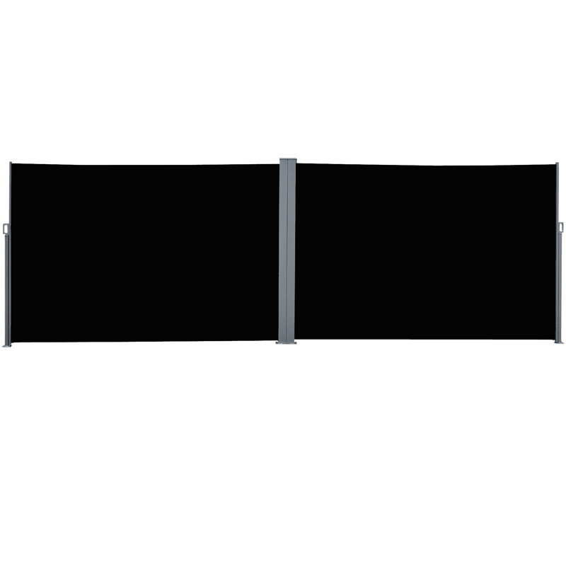 Auvent de terrasse double rétractable 20 '- Tissu protégé et structure en acier à retrait automatique, mur cubique noir - Sun automatique
