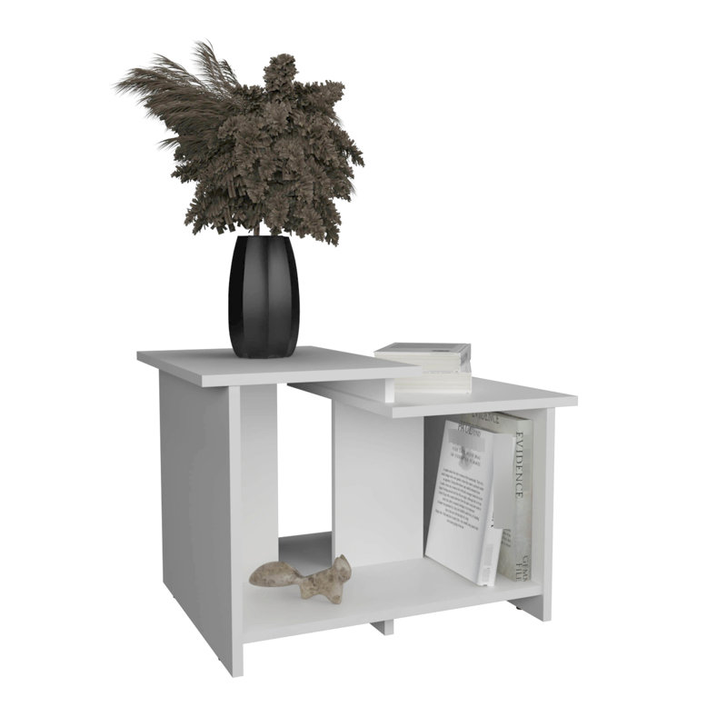 Table basse compacte blanche avec tablette ouverte pour un bureau organisé moderne dans les bureaux à domicile, Blanc