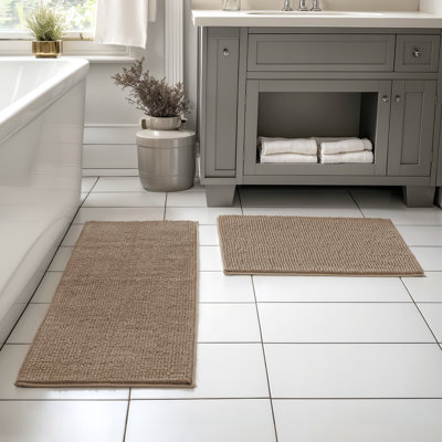 Ensemble de tapis pour salle de bain ultra doux en microfibre absorbante