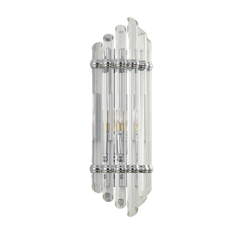 Transitional 1 Light Glass Rod Wall Sconce, Shiny Nickel