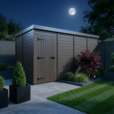 Total Sheds 15ft x 5ft Composite Pent Garden Shed - Single Door - No Windows - EPDM Rubber Roof - UK Manufactured