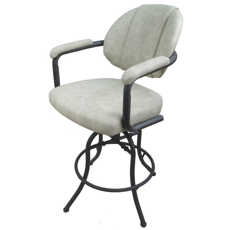 Siyao Swivel Upholstered Counter Stool with Metal Frame, Bar Stool (30" Seat Height), Innova Albaster