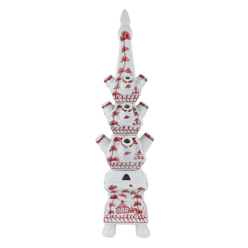 Red And White Original Tulipiere, 22" H x 4" W x 4" D