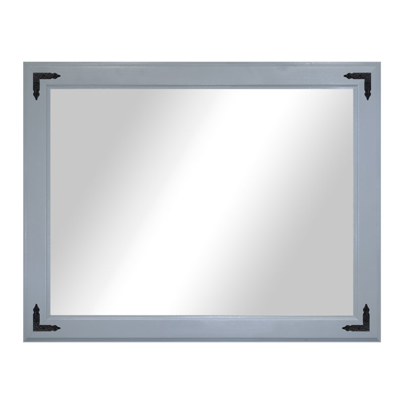 Rayne Heritage Hardwood Poplar Mirror With Decorative Corner Brackets, 30 x 33, Gray