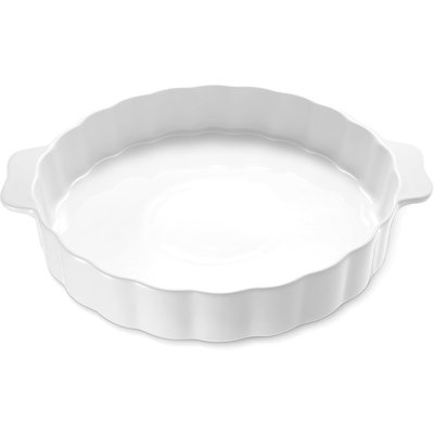 13.2 Inch Ceramic Pie Pan with Double Handles, Wavy Edge Large Baking Dish for Quiche, Pizza, Casserole, Oven Safe