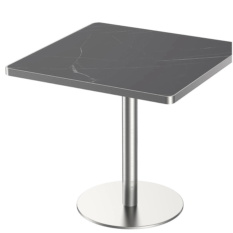 Table carrée bistro moderne tulipe 31,5 pouces avec plateau en faux marbre, facile à assembler, structure en métal robuste