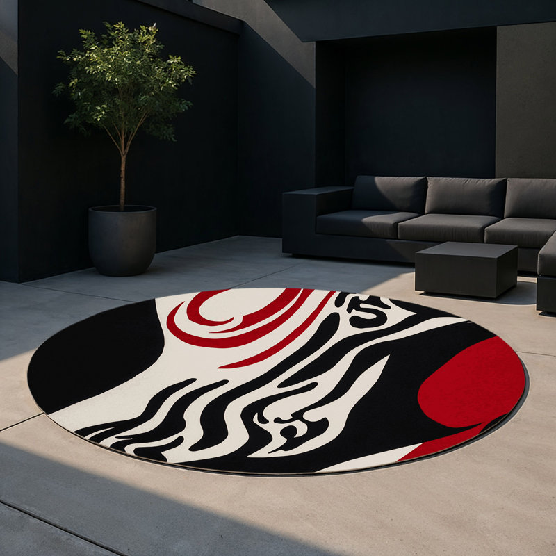 Fiery Harmony Indoor And Outdoor Area Rug, Round 5'