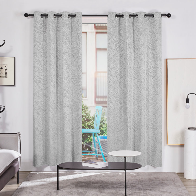 Rideaux en lin texturé occultant Boast, Gris clair, L 52 po x L 63 po