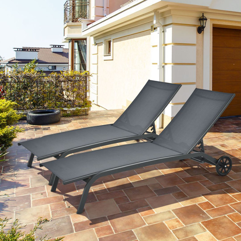 Lasonja 165 cm Long Reclining Single Chaise, Grey