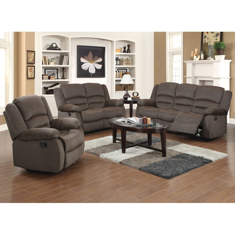 Ensemble de salon inclinable 3 pièces Mashpee, Brun