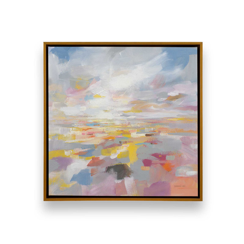 «Dreamy Evening», reproduction sur toile abstraite, Cadre flottant or poli, H 24,75 po x l 24,75 po x P 1,75 po