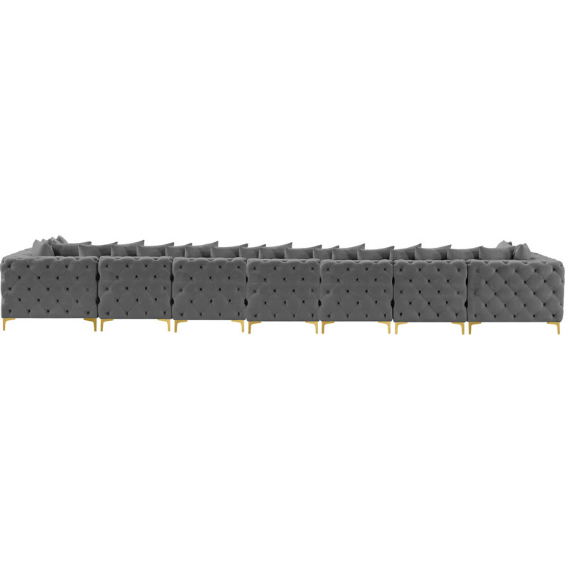 Tremblay 228" Wide Velvet Reversible Modular Corner Sectional, Grey Velvet