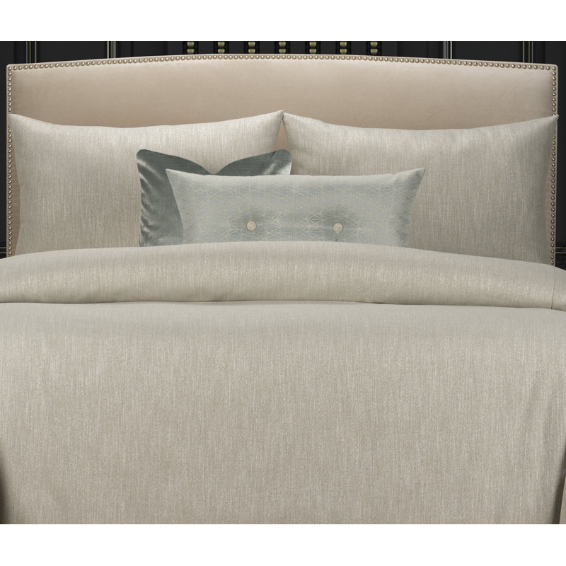 Lumiere Shimmer Luxury Duvet Cover & Insert Set, King Duvet Cover + 2 Throw Pillows + 2 Shams, Smoke