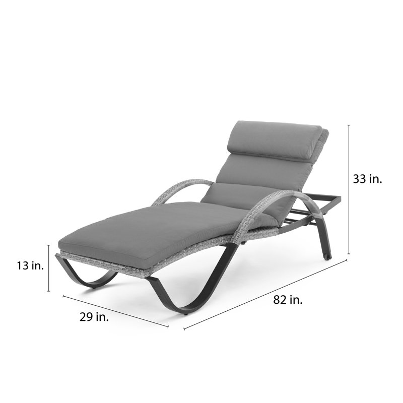 Cannes Outdoor Chaise Lounge, Charcoal Grey Sunbrella®