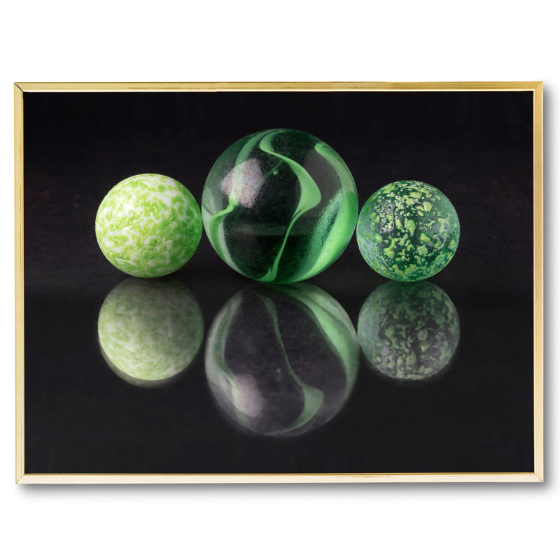 Marbles Print by Philippe Monthoux, Gold Floater Framed Canvas, No Mat, 26" H x 34" W