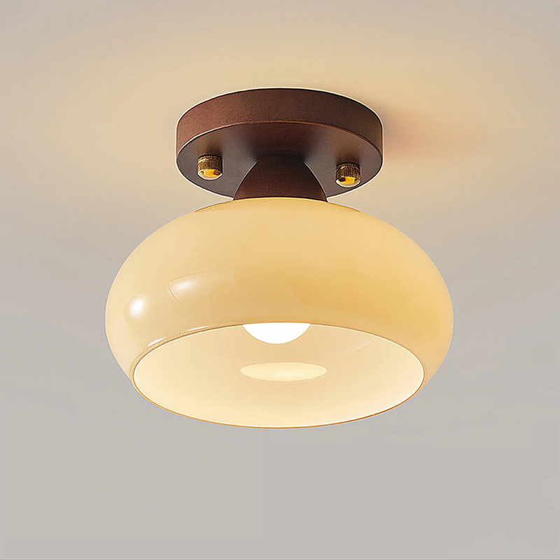 American Retro Wooden Glass Ceiling Lamp