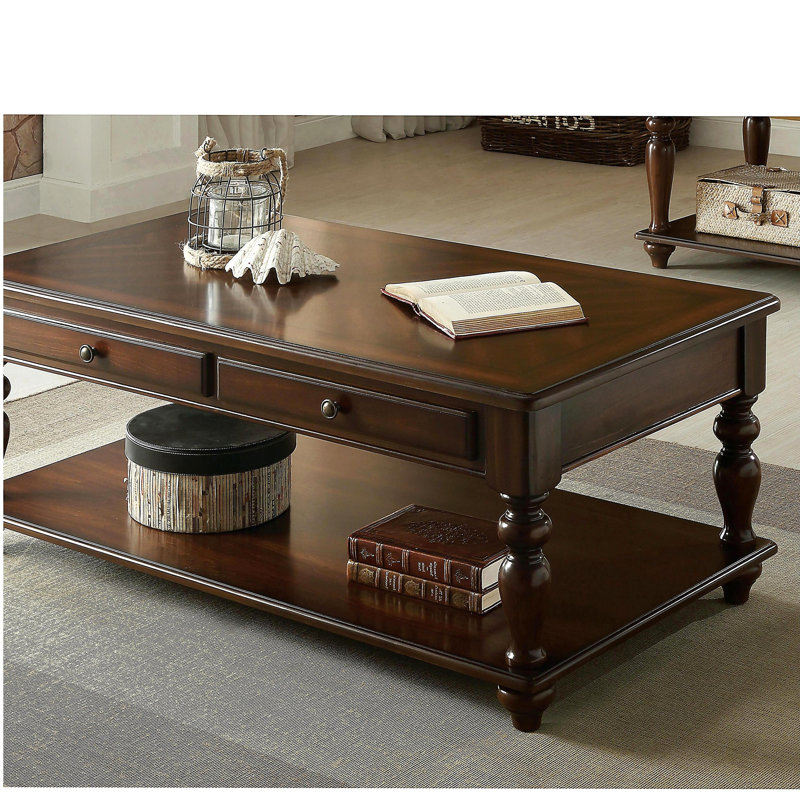Table basse en noyer avec plateau relevable