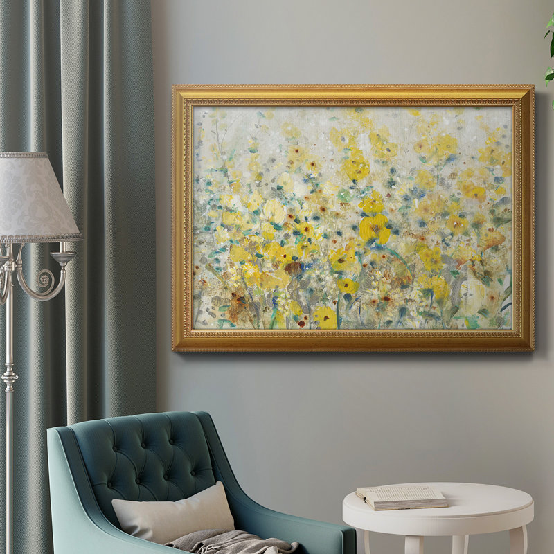 «Cheerful Garden II», reproduction d'art sur toile, H 18 po x l 27 po, Encadrement doré antique