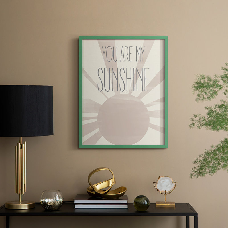 Reproduction encadrée soleil - bois massif, Vert, H 11 po x l 9 po
