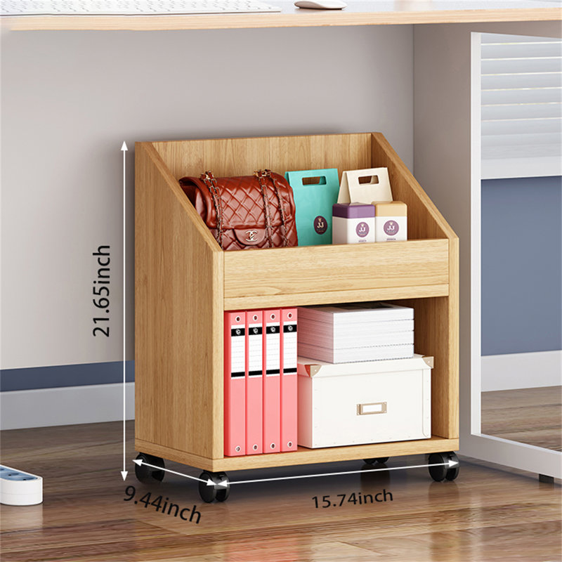 Rangement de bureau en bois manufacturé Nataylia, Jaune