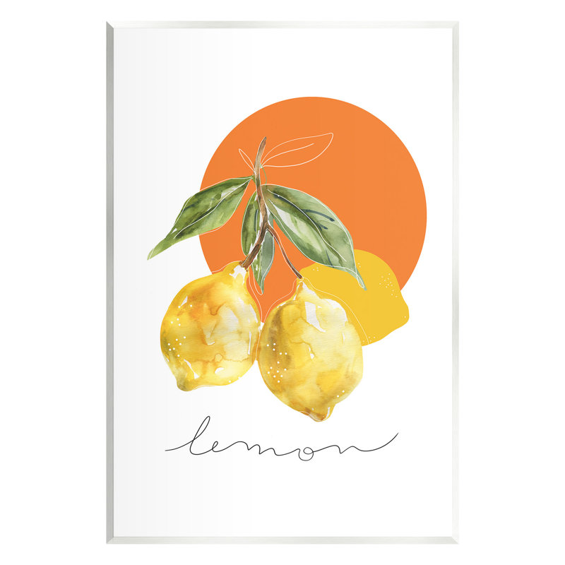 Art mural moderne, branche de citron, par Carol Robinson, H 15 po x l 10 po