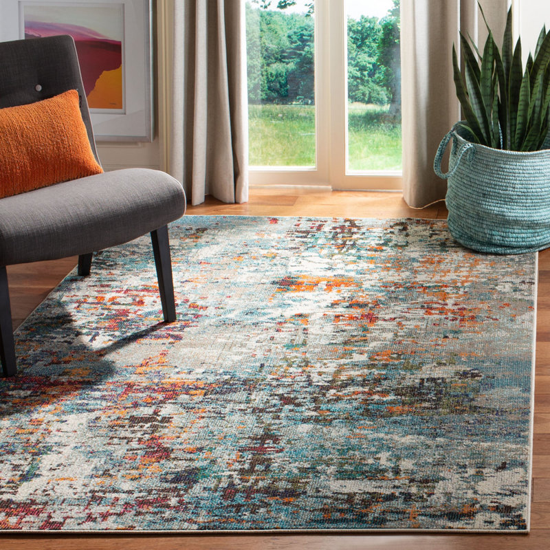 Tapis gris / bleu Gammage, Rectangle 9 pi x 12 pi, Grey/Blue