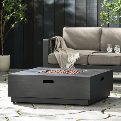 Foyer carré 40 po - brun et fer doré, 39 po X 13,63 po, 64,63 lb, unité de chauffage d'extérieur et or, 39,63 po
