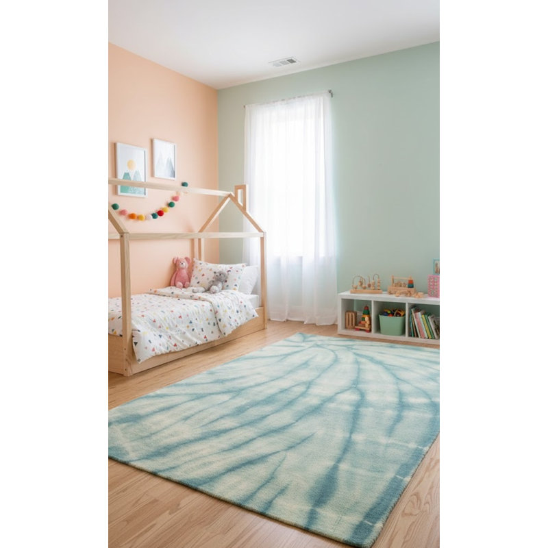Tapis vert moderne vert 5 x 8