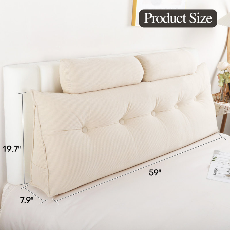 Coussin Relvet, H 19,7 po x l 59 po, Beige