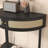 Half Moon Design End Table With Sliding Rattan Door,Elegant Semi-Circle Entryway Console Table