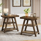 3-Tier Farmhouse End Table Narrow Sofa Side Table