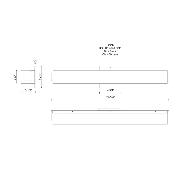 Latitude 1 - Light LED Bath Bar, Chrome