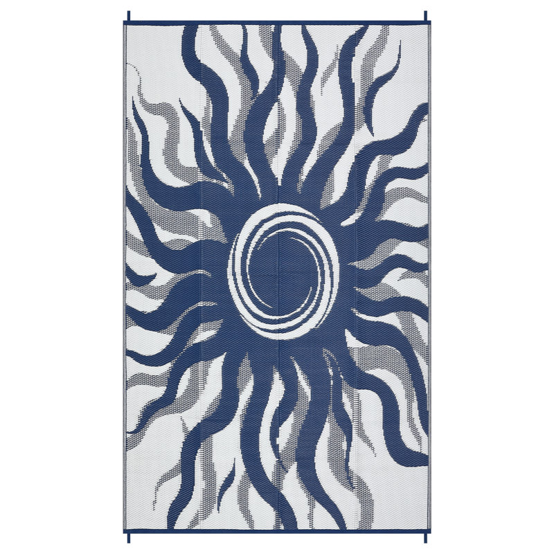 Area Rugs Waterproof Outdoor Rug Vintage Outdoor Furniture Patio Plastic Rugs for Backyard Deck Camping Balcony Beach, Blue