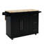 Îlot de cuisine avec support à épices, porte-serviettes et plateau de table en bois massif extensible - noir-566659176