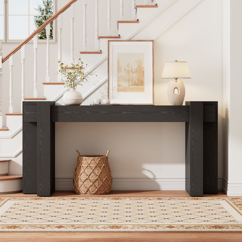 Modern Entryway Console Table, Geometric Minimalism Entrance Sofa Table, 70.9-Inch, for Entryway, Hallway, Living Room, Black