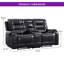 Causeuse inclinable manuelle en similicuir de 75,6 po de largeur avec console centrale et porte-gobelets (ensemble de 2)-105773726