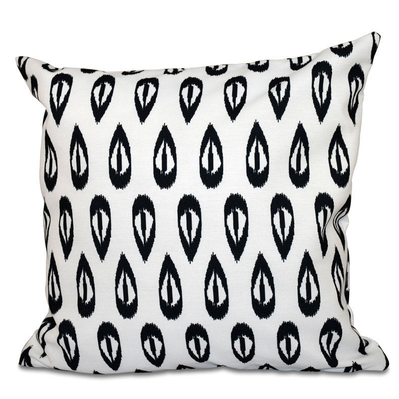 Happy Hippy Ikat Outdoor Reversible Throw Pillow, Black, 20" H x 20" W