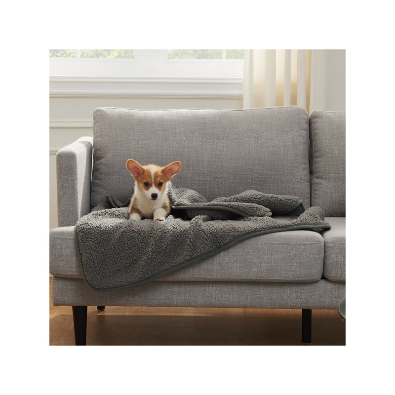 Best Friends by Sheri Sherpa Pet Throw Blanket, Gray