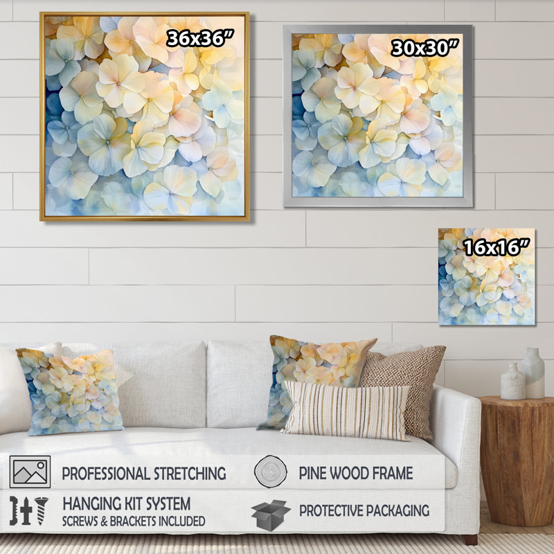 «Hydrangea In Soft Focus Of Summer II», art mural sur toile Hydrangea, Reproduction encadrée d'une seule photo