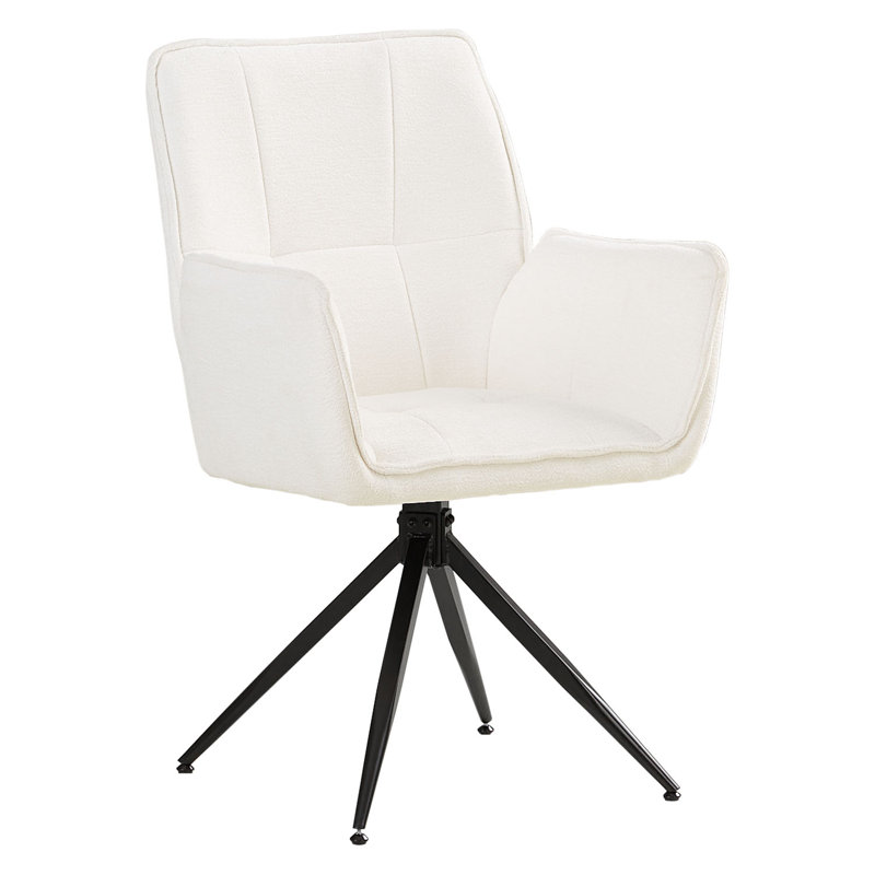 Upholstered Dining Chair In White, 1