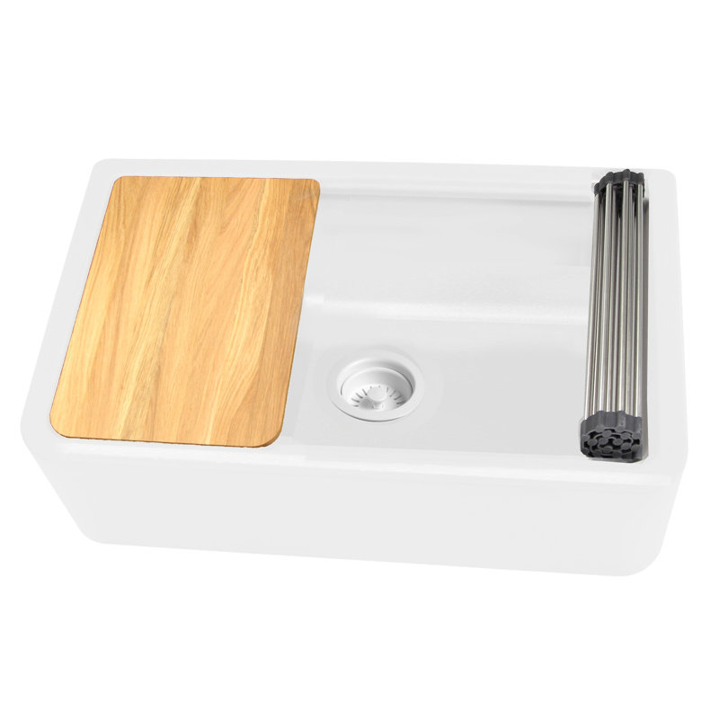 Plymouth 29.75'' L Single Bowl Granite Kitchen Sink, White