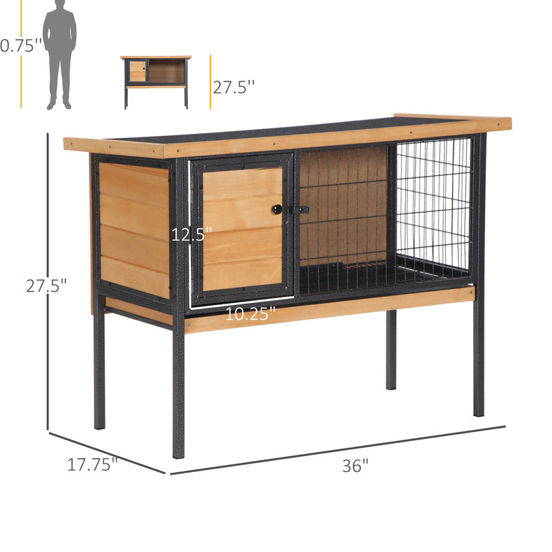 Rabbit House - Galvanized Wire Window For Air Flow Promotes A Environment With Better Monitoring, Pet's Well-being