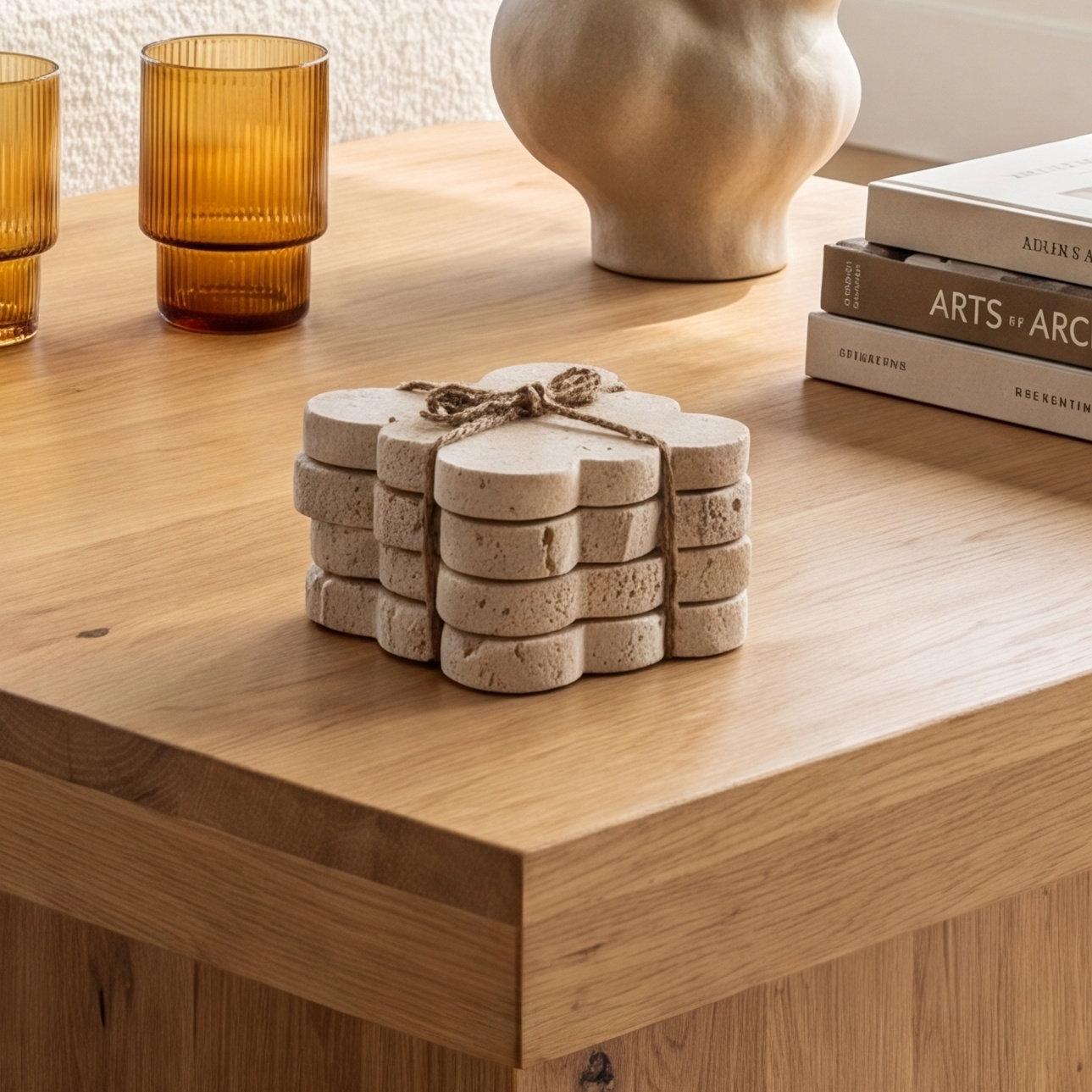 Travertine Coaster Set