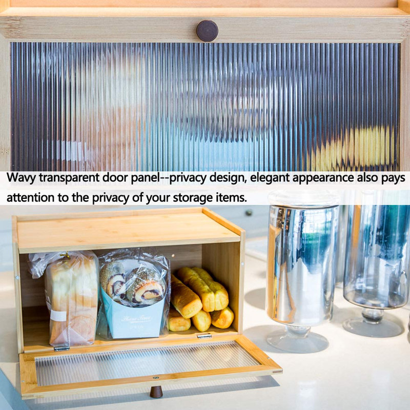 Boîte à pain en bambou pour comptoir de cuisine de grande capacité avec boîte à pain et porte-pain