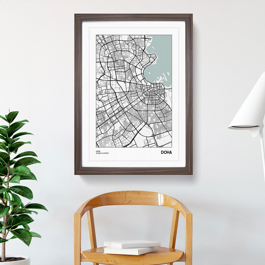 Map Doha Qatar - Picture Frame Graphic Art